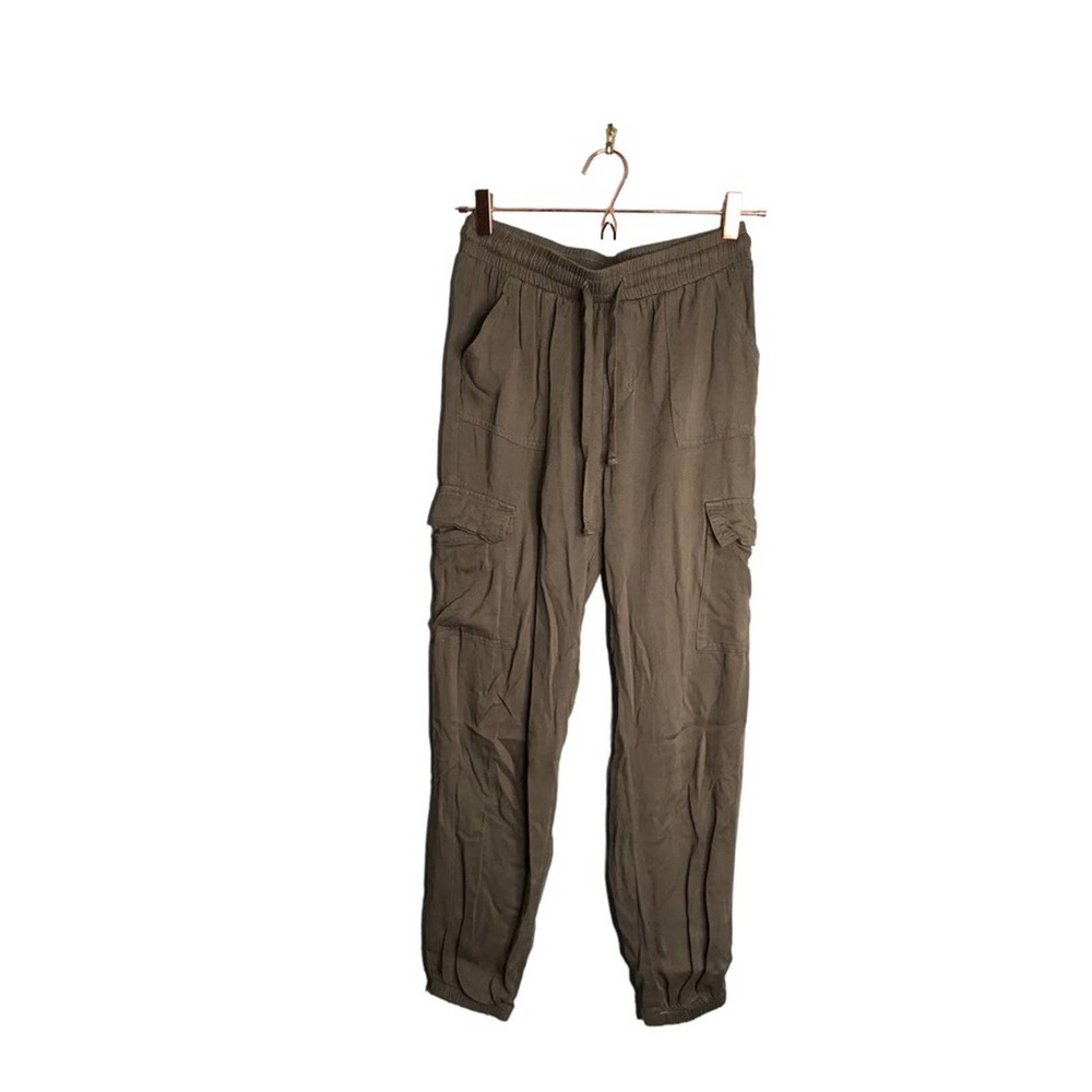 Revamped | Green brown high rise cargo joggers •